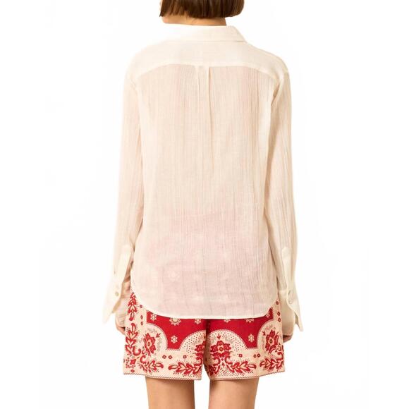 NEW ALIX OF BOHEMIA ondine dobby cotton button down shirt in white pearl - Picture 2 of 4